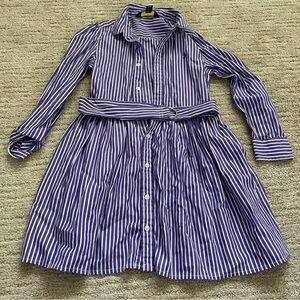 Ralph Lauren girls Polo stripped purple dress size 12
